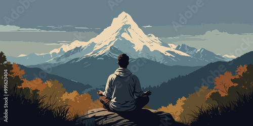 illustration of man yoga postures is important for health, mind, emotions, and more exercises are good for energy and calm