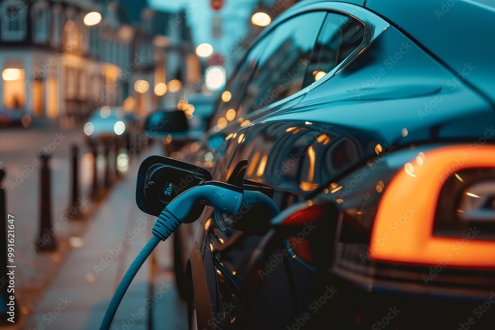 Electric Vehicle Plugged In Electric Vehicle Plugged In