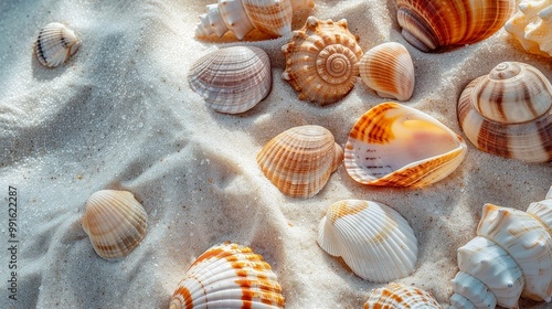 Seashells Scattered on Sandy Towel