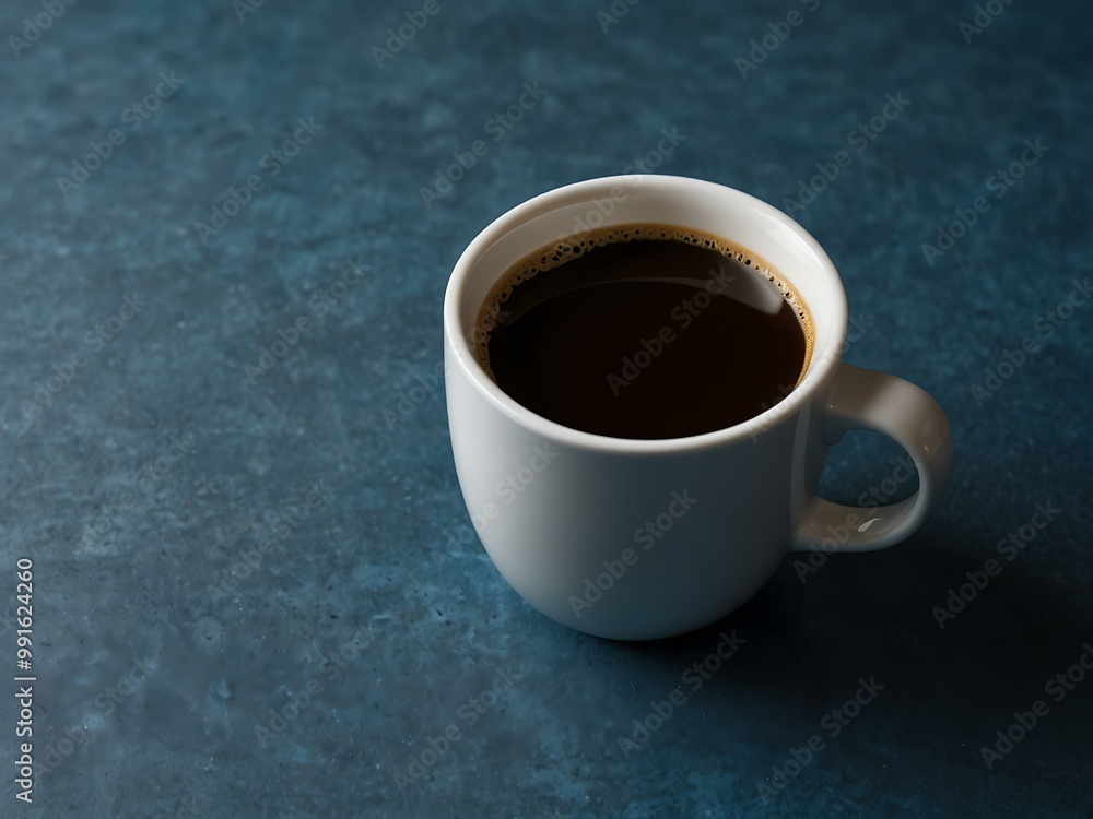 Cup of coffee on a blue background. Cup of coffee on a blue background.