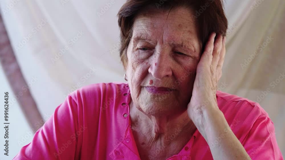 An elderly woman appears sad, reflecting on family issues, her expression revealing the emotional weight she carries amidst life's challenges.
