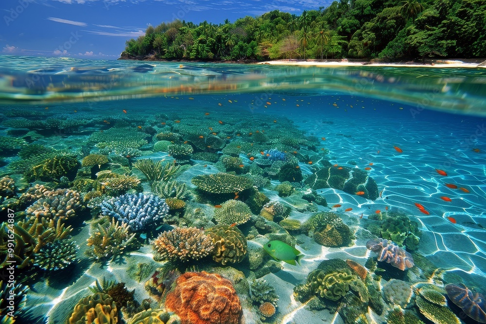 Obraz premium Enchanted Underwater Paradise at Remote Shore