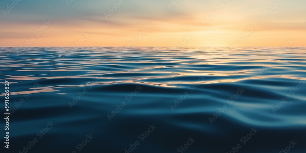 A calming seascape showing the ocean with gentle waves under a serene, colorful sunset sky, portraying peace and beauty. A calming seascape showing the ocean with gentle waves under a serene, colorful sunset sky, portraying peace and beauty.