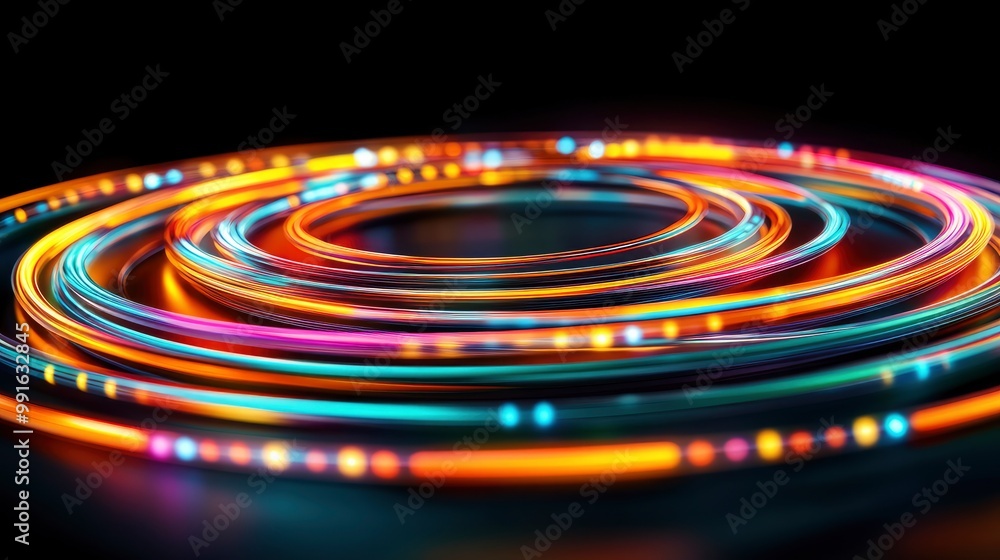Abstract Colorful Neon Lights in Circular Pattern Abstract Colorful Neon Lights in Circular Pattern