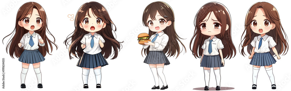 a Chibi school girl in Asian school uniform with her casual life style a Chibi school girl in Asian school uniform with her casual life style