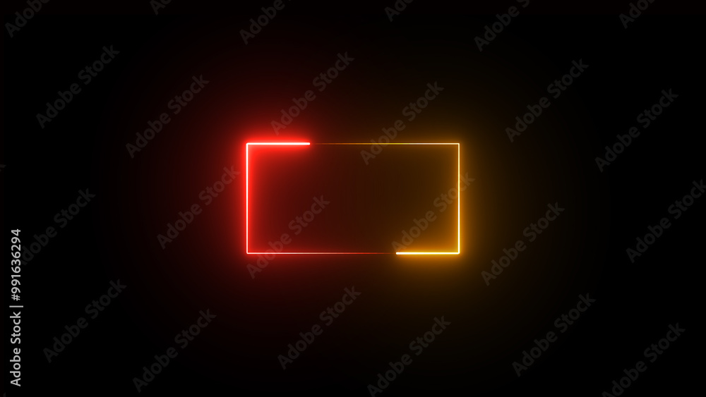 Glowing neon frame on background. .Neon line colorful blaze globbing flushing animation.. Glowing neon frame on background. .Neon line colorful blaze globbing flushing animation..
