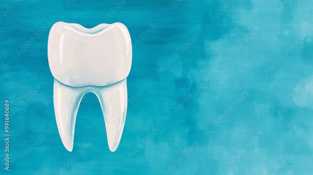 A close-up view of a white tooth on a vibrant blue background, symbolizing dental health and hygiene. A close-up view of a white tooth on a vibrant blue background, symbolizing dental health and hygiene.