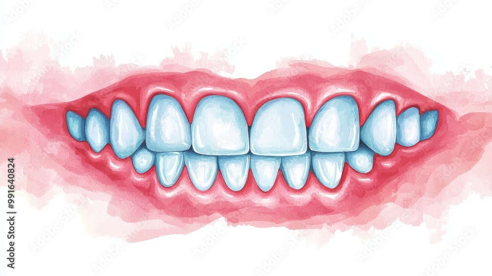 Obraz premium A detailed illustration of healthy teeth and gums, showcasing perfect dental hygiene and aesthetic beauty.