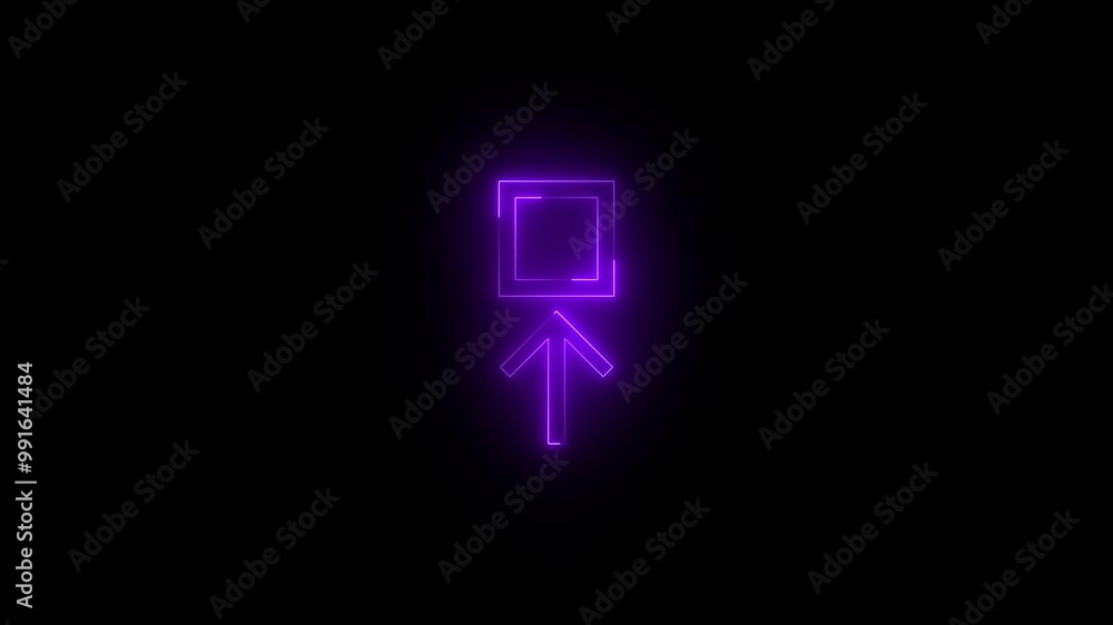 Neon set tile icon purple glowing black background animation Neon set tile icon purple glowing black background animation