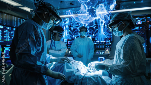 A surgeon practicing in a holographic simulation that adjusts in real-time based on the surgeon's actions, providing instant feedback and guidance