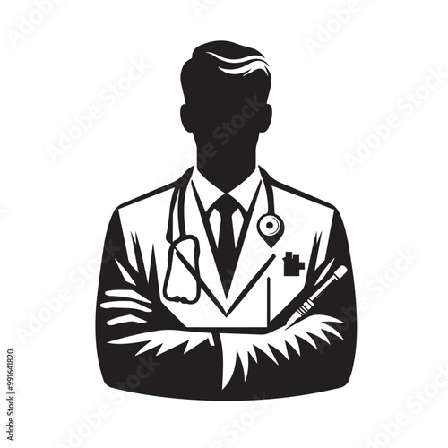 Doctor black vector black color silhouette white color background