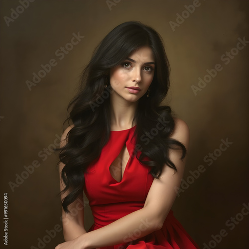 Wallpaper Mural Una mujer de sangre latina, que luce con elegancia un lindo vestido rojo Torontodigital.ca