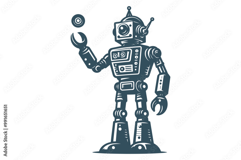 Robot silhouette vector illustrations Robot silhouette vector illustrations
