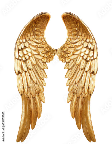Golden angel wings on black