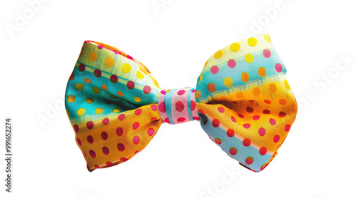 Colorful Polka Dot Bow Tie Isolated on Black Background - Vibrant Fashion Accessory for Parties and Celebrations