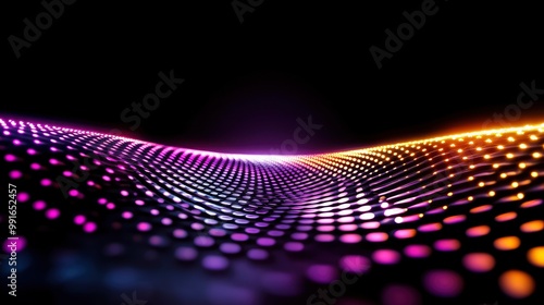 Abstract Purple and Orange Neon Dotted Wave Background
