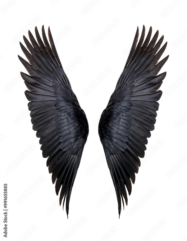 Obraz premium Black bird wings on black