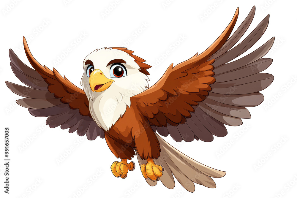 Obraz premium Adorable Eagle Cartoon Cut Out for Bird-Themed Projects