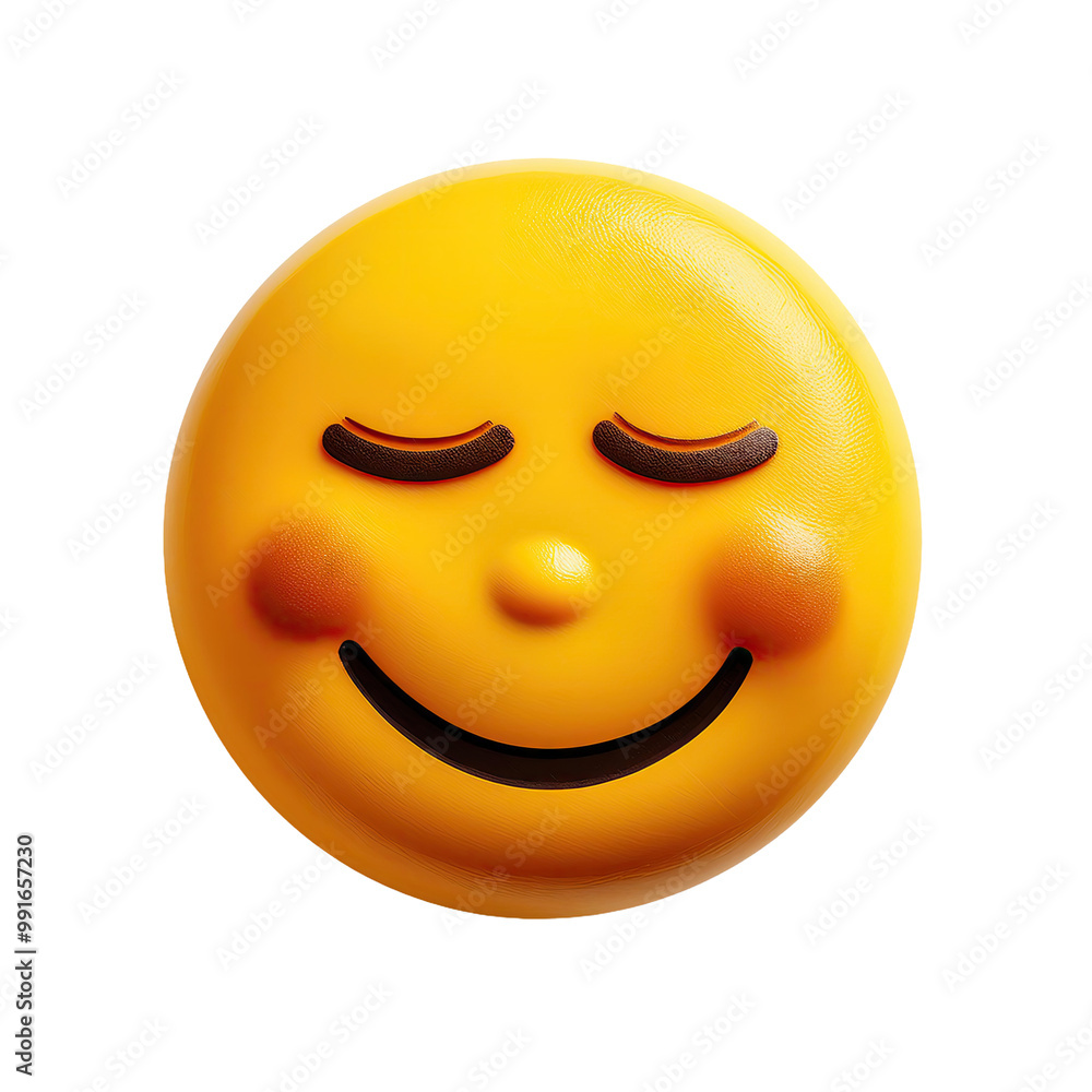 Fototapeta premium Smiling emoji with closed eyes
