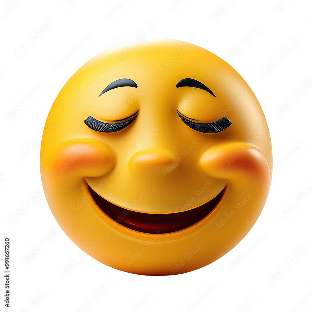 Fototapeta premium Smiling emoji with eyes closed