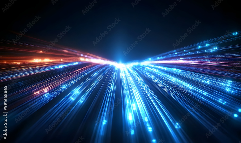 A colorful, swirling light display with a blue arrow in the middle, generative ai A colorful, swirling light display with a blue arrow in the middle, generative ai