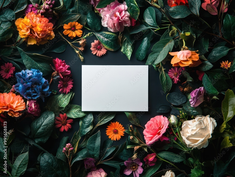 Floral Frame with White Blank Card Floral Frame with White Blank Card