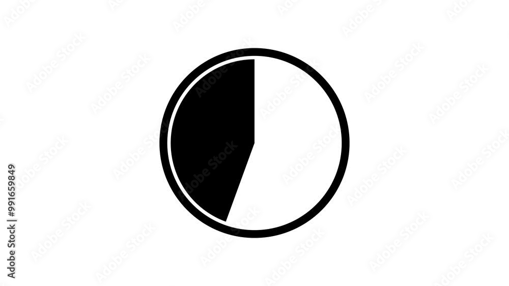 Modern black stopwatch timer animation on black background. Modern black stopwatch timer animation on black background.