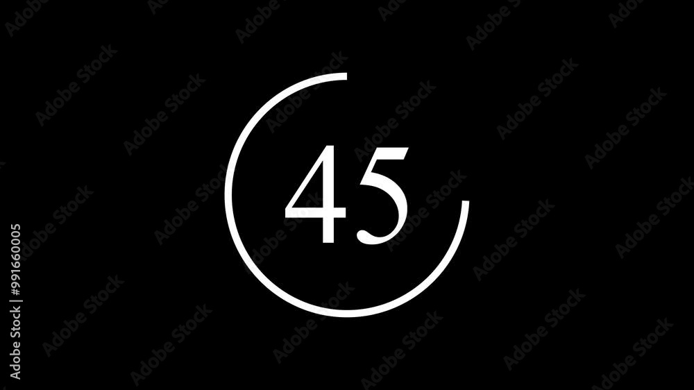 Countdown one minute animation from 60 to 0 seconds in black background. Countdown one minute animation from 60 to 0 seconds in black background.