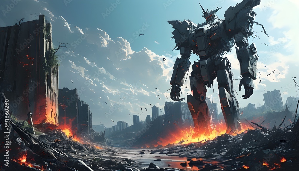 Epic fantasy scene depicting the boundary of the world, merging ...