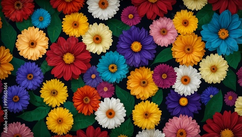 Endless loop of flowers on a background.