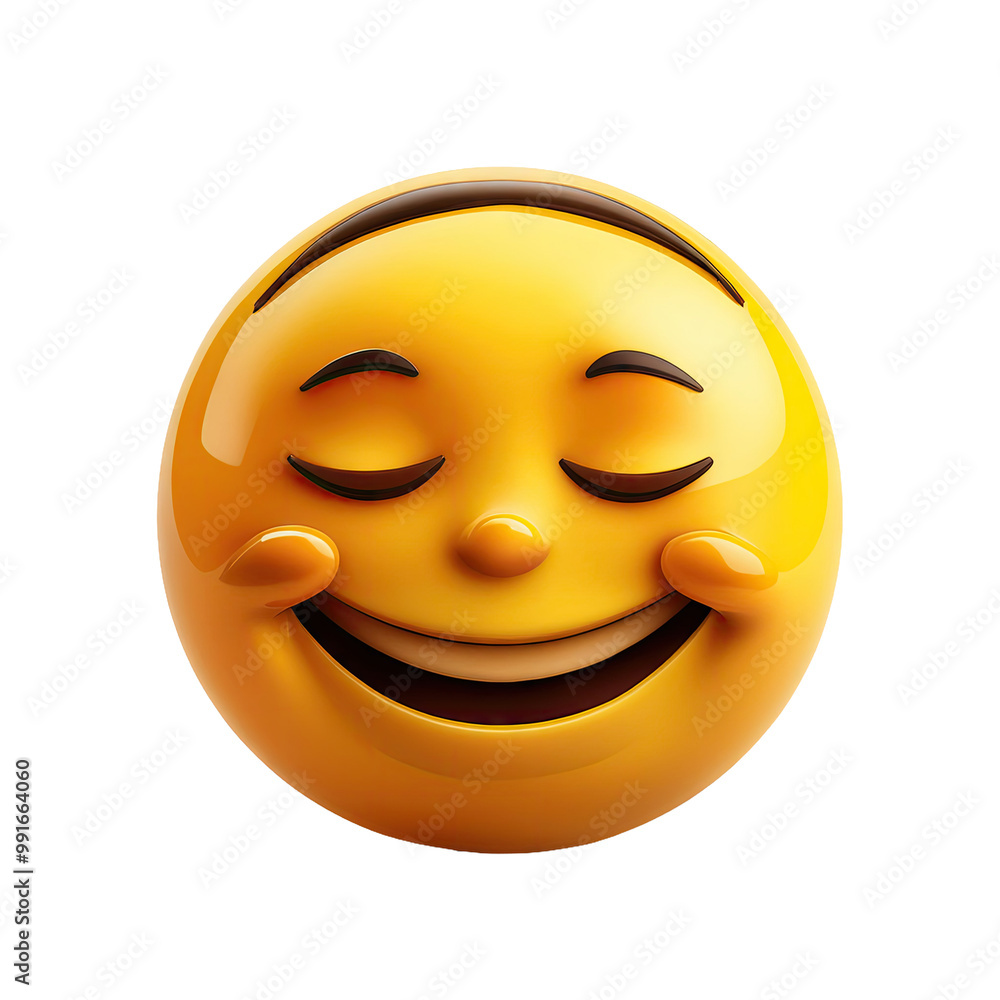 Fototapeta premium Smiling emoji with closed eyes