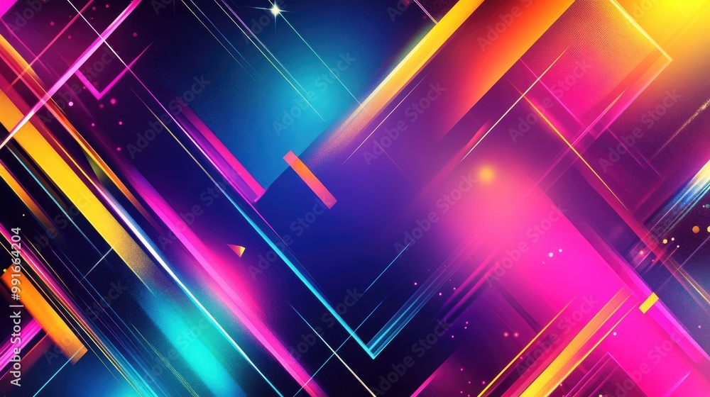 A modern abstract banner with geometric shapes and sharp lines in bright neon hues, forming a futuristic, energetic background with depth and movement A modern abstract banner with geometric shapes and sharp lines in bright neon hues, forming a futuristic, energetic background with depth and movement