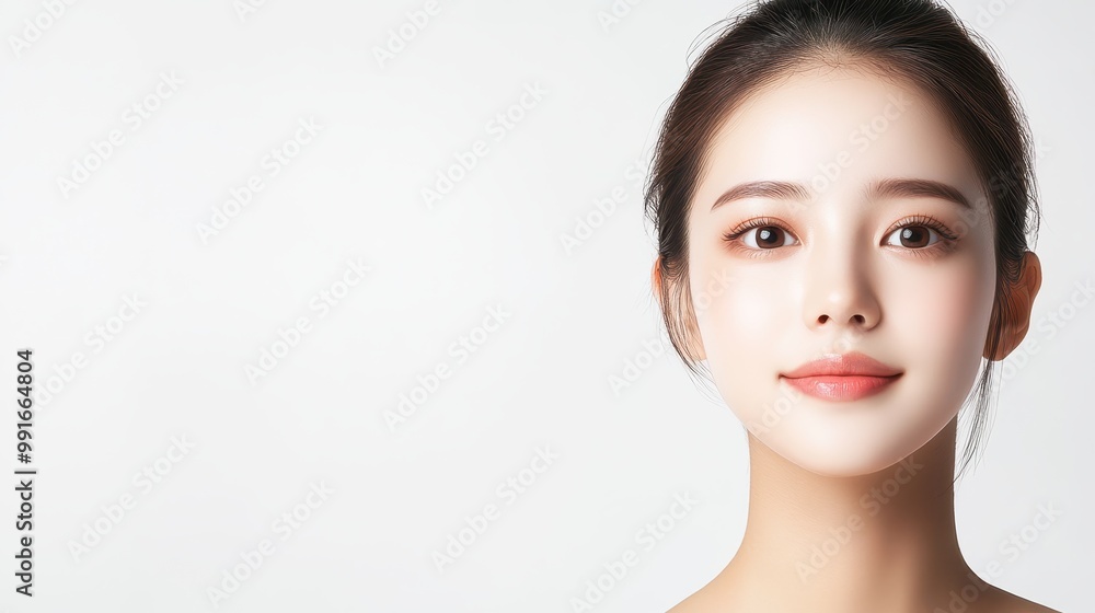 Fototapeta premium Portrait of a smiling woman on a white isolated background.