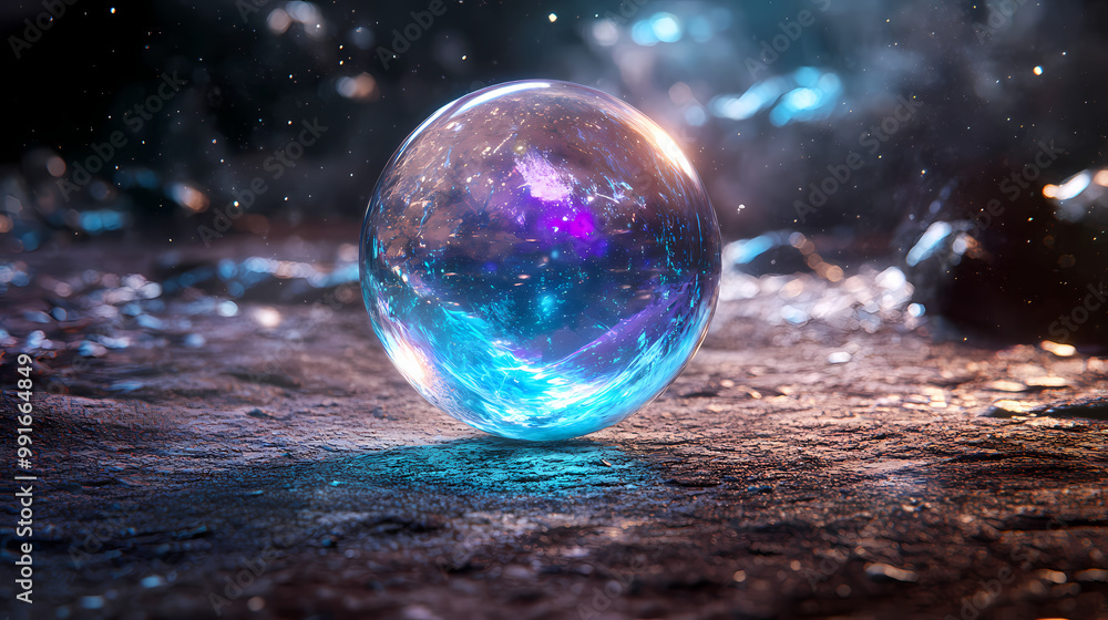 A magical crystal ball placed on the ground , magic, crystal, ball, earth, fortune telling, mystical, supernatural, prediction. Crystal Ball. Illustration A magical crystal ball placed on the ground , magic, crystal, ball, earth, fortune telling, mystical, supernatural, prediction. Crystal Ball. Illustration