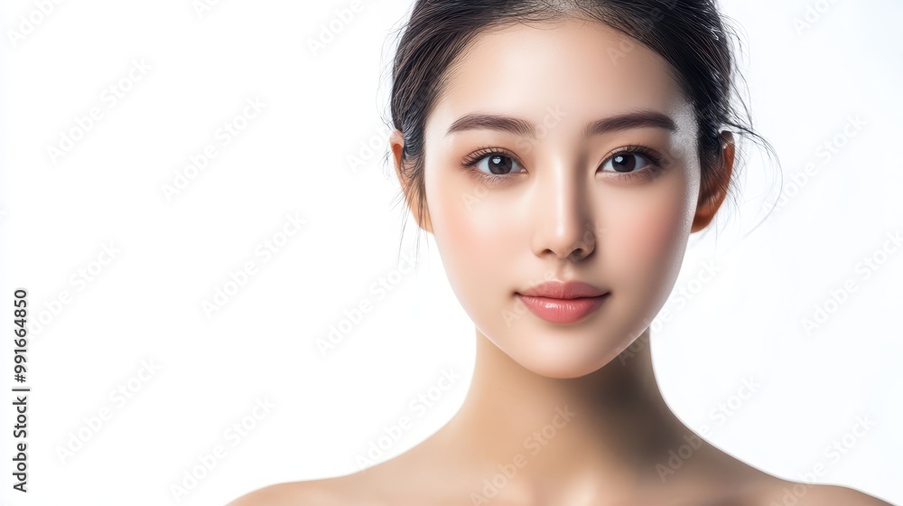 Portrait of a young woman with smooth skin and natural makeup. Portrait of a young woman with smooth skin and natural makeup.