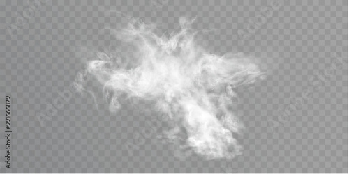 White translucent smoke PNG steam cloud fog smog background. Vector special overlay effect isolated on transparent background for web design and illustrations.	
