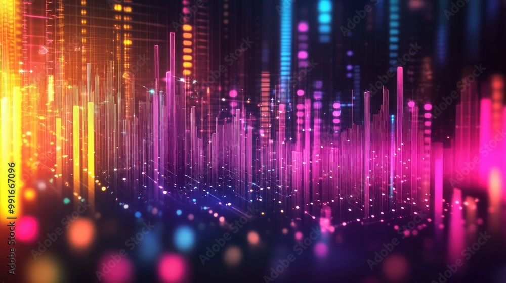 A vibrant digital sound wave equalizer background featuring colorful bars that pulse in rhythm, creating an energetic atmosphere perfect for music and audio-related themes A vibrant digital sound wave equalizer background featuring colorful bars that pulse in rhythm, creating an energetic atmosphere perfect for music and audio-related themes