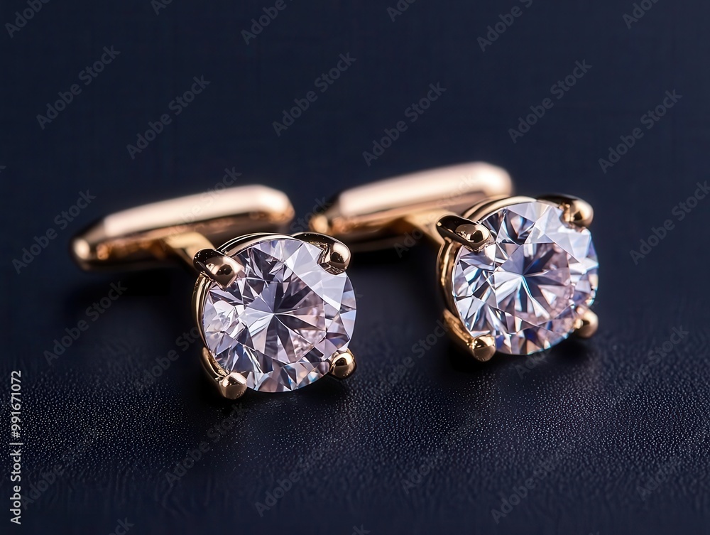 Isolated diamond cufflinks, shimmering with sophistication, diamond cufflinks, luxury detail Isolated diamond cufflinks, shimmering with sophistication, diamond cufflinks, luxury detail