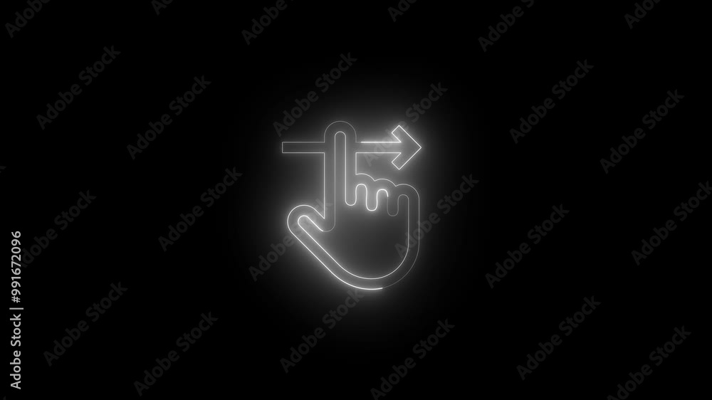Neon swipe icon white glowing black background animation Neon swipe icon white glowing black background animation