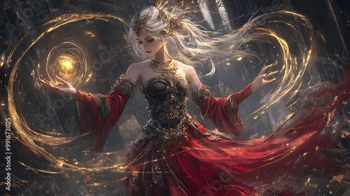 72. A wise goddess of fate spinning the threads of destiny photo