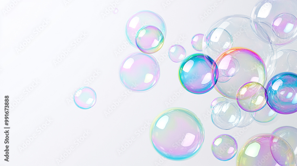 A bunch of colorful bubbles floating in the air, Multicolored transparent and opaque soap bubbles. A bunch of colorful bubbles floating in the air, Multicolored transparent and opaque soap bubbles.