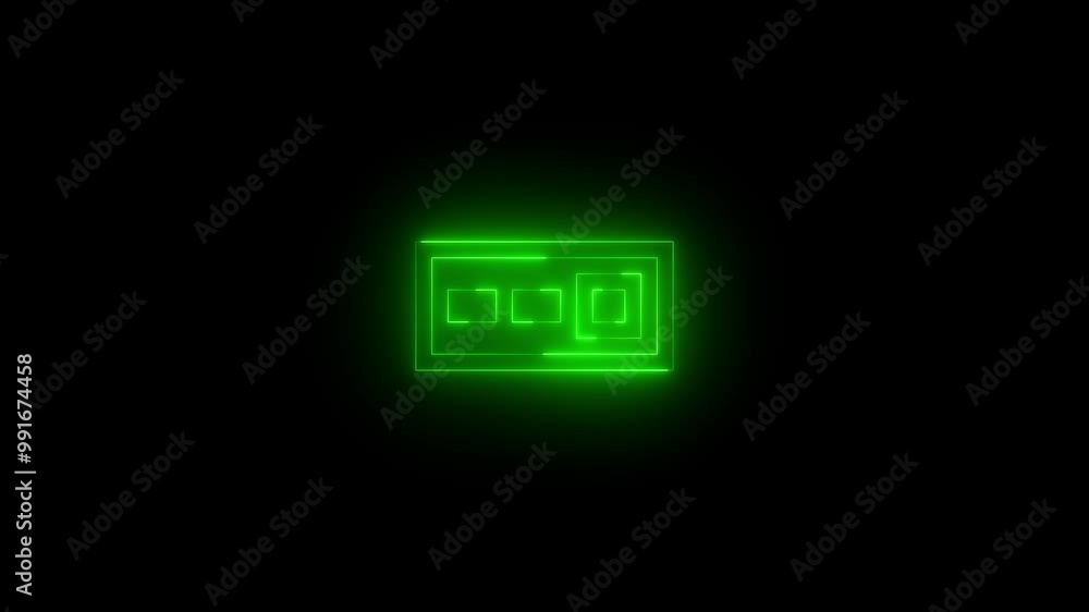 Neon switch apps icon green glowing black background animation Neon switch apps icon green glowing black background animation