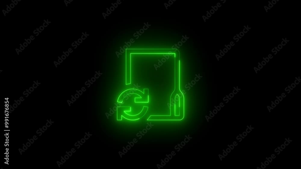 Neon sync folder icon green glowing black background animation Neon sync folder icon green glowing black background animation