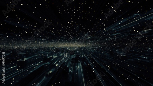 Skyline night lights. Generative AI