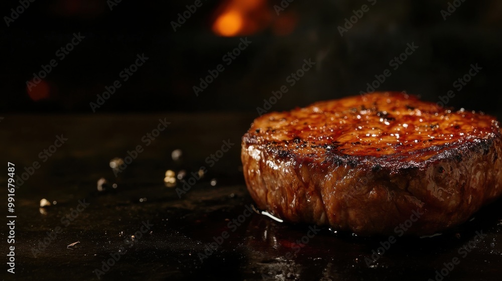Steak seared dark. Generative AI Steak seared dark. Generative AI
