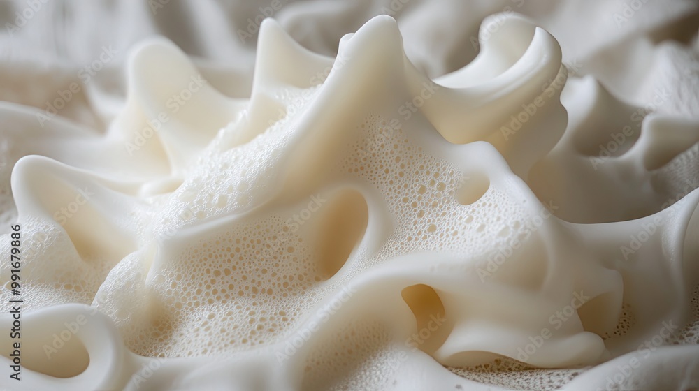 Close-up shot of creamy milk foam. This image can be used for advertisements and visuals for products like milk, coffee, or dairy products. Close-up shot of creamy milk foam. This image can be used for advertisements and visuals for products like milk, coffee, or dairy products.