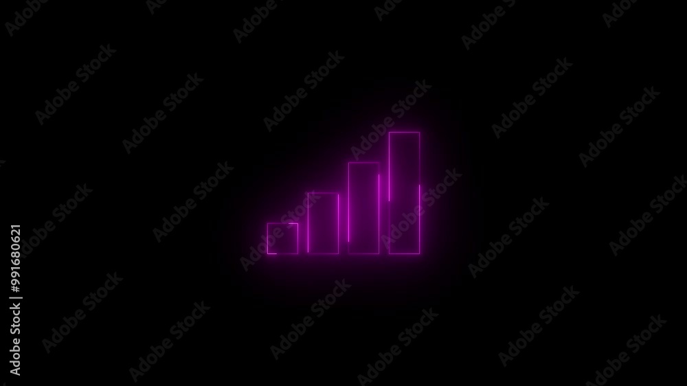 Neon three barsicon pink glowing black background animation Neon three barsicon pink glowing black background animation