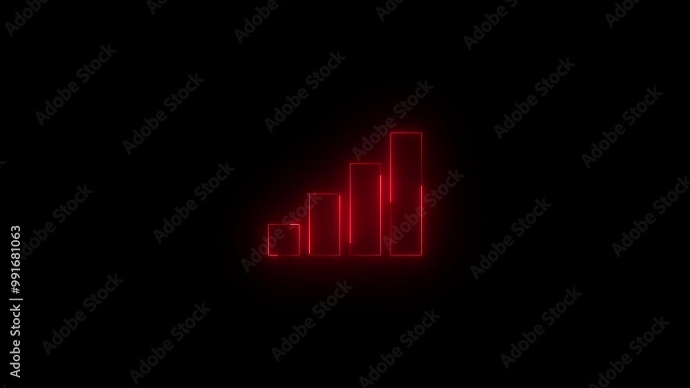 Neon three barsicon red glowing black background animation Neon three barsicon red glowing black background animation