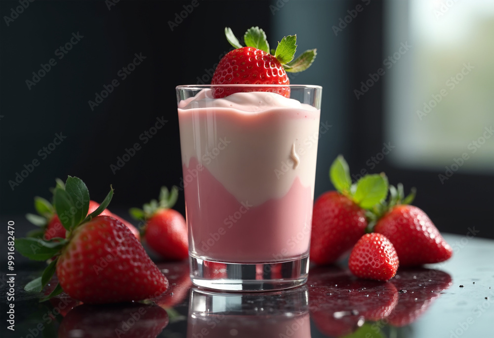 strawberry smoothie in a glass strawberry smoothie in a glass