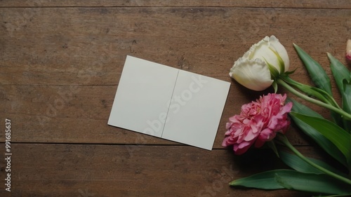 Greeting Card, Holidays, Envelope, Flowers, Roses, Congratulations, Happiness, Bouquet, Wooden Table, Business Card 